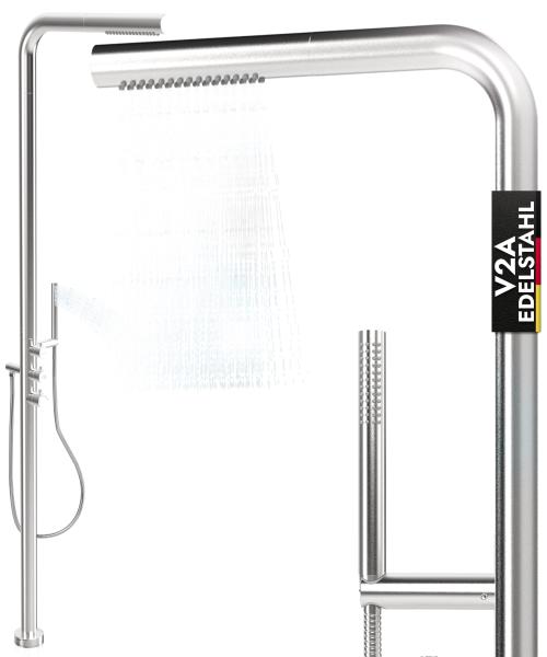 Outdoor shower garden V2A stainless steel sauna shower for hot/cold connection S327